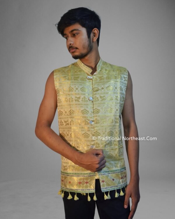 WaistCoat -Men -Assamese Design - Synt Silk – Traditional NorthEast