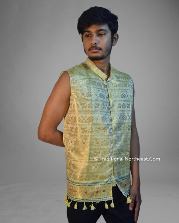 WaistCoat -Men -Assamese Design - Synt Silk – Traditional NorthEast