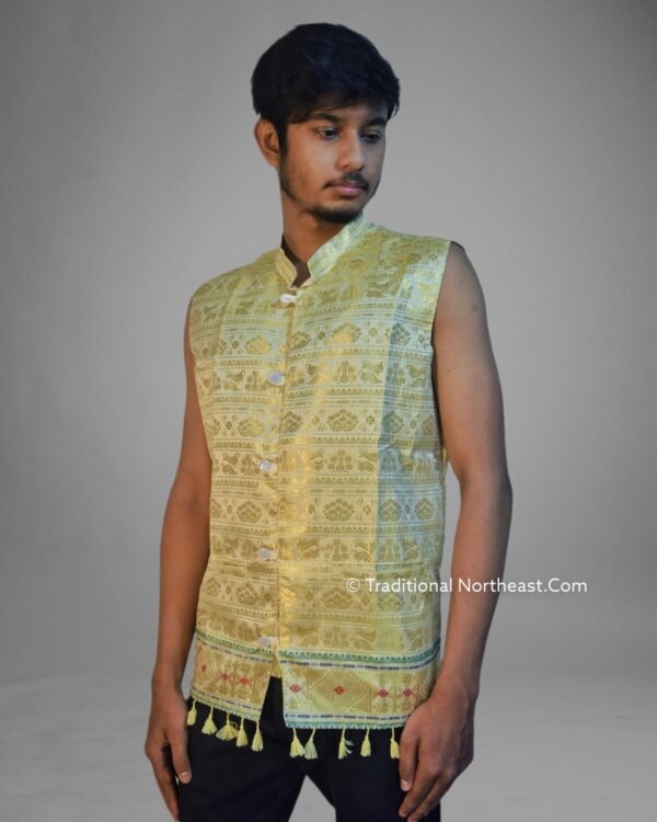 WaistCoat -Men -Assamese Design - Synt Silk – Traditional NorthEast