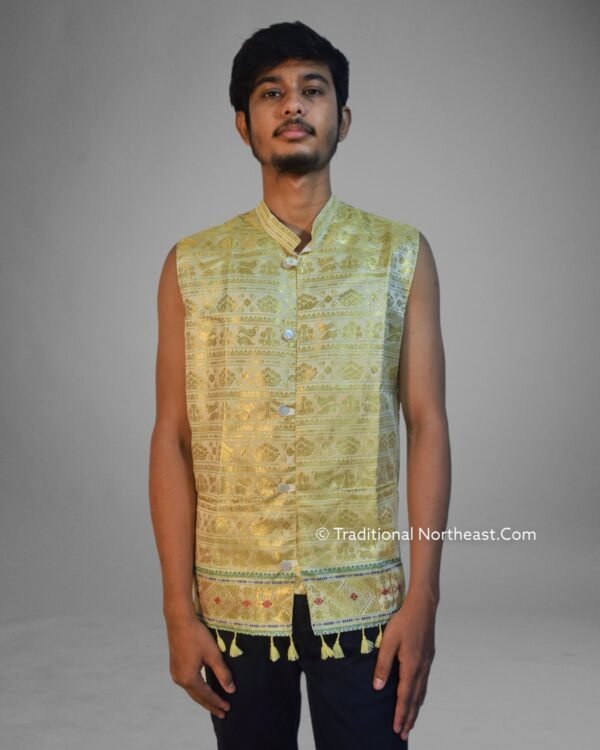 WaistCoat -Men -Assamese Design - Synt Silk – Traditional NorthEast