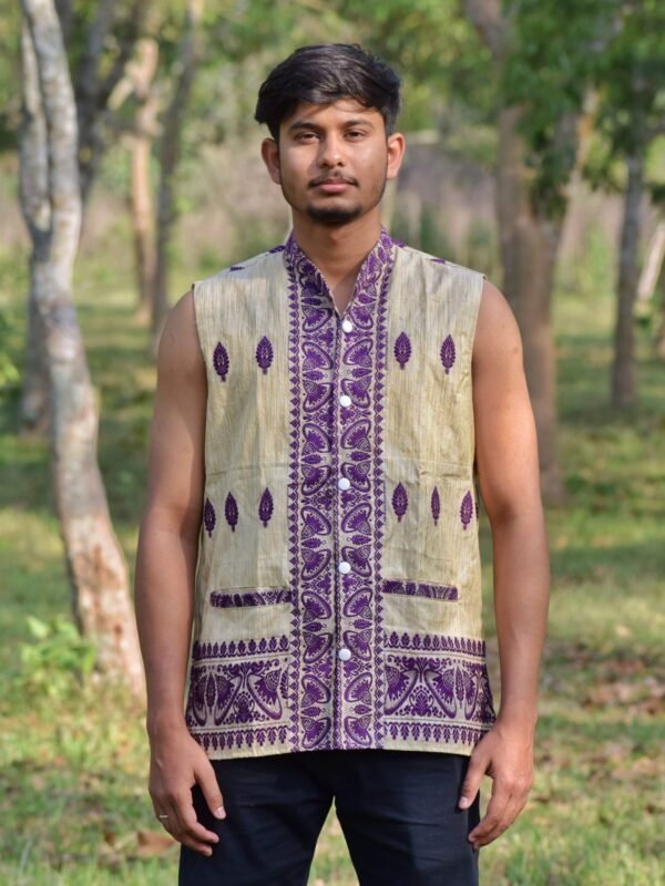 Waistcoat - Men - Ghisa Cotton - Assamese Design – Traditional NorthEast