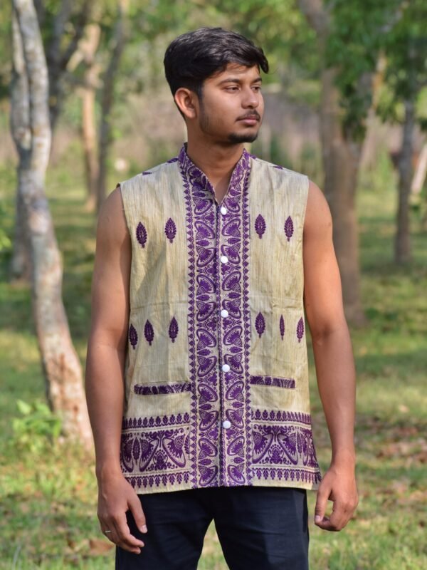 Waistcoat - Men - Ghisa Cotton - Assamese Design – Traditional NorthEast