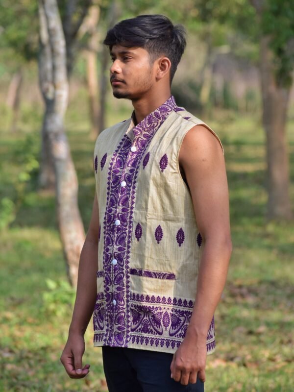 Waistcoat - Men - Ghisa Cotton - Assamese Design – Traditional NorthEast