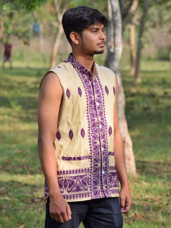 Waistcoat - Men - Ghisa Cotton - Assamese Design – Traditional NorthEast