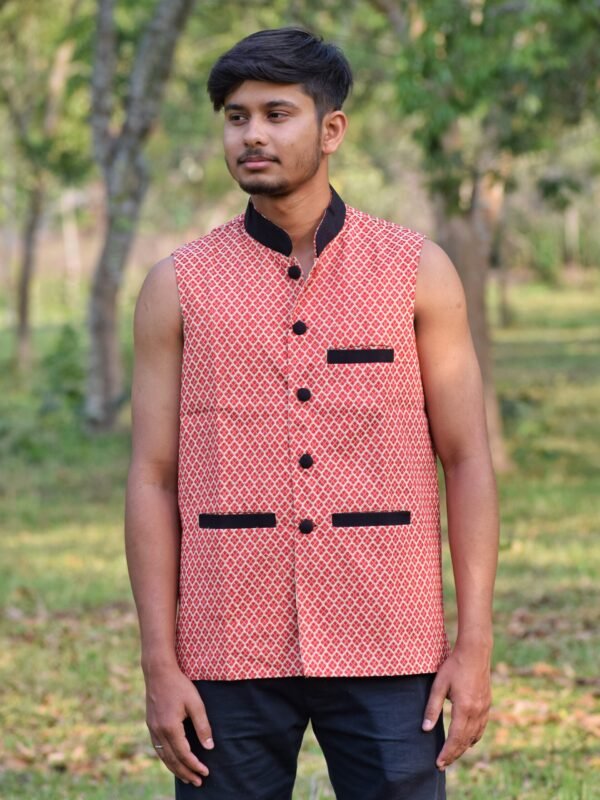 WaistCoat -Men -Assamese Design - Cotton – Traditional NorthEast
