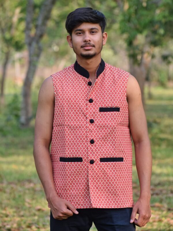 WaistCoat -Men -Assamese Design - Cotton – Traditional NorthEast