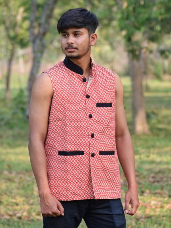 WaistCoat -Men -Assamese Design - Cotton – Traditional NorthEast