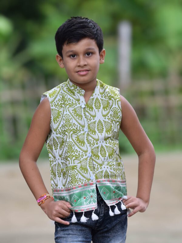 Waistcoat - Kid's - Assamese Traditional Design - Image 1