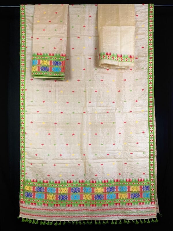 Sador mekhela-Tussar silk-Dimasa design - Image 1
