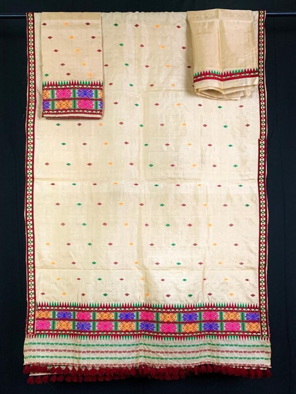 Sador mekhela-Tussar silk-Dimasa design - Image 1