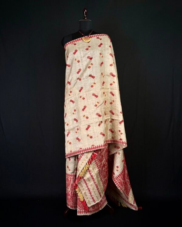 Sador Mekhela - Muga Silk - Assamese Thuria Design – Traditional NorthEast