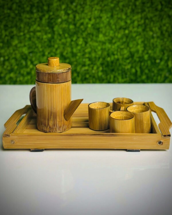 Bamboo Cup Plate Demo Set - Eco-Friendly Drinkware Display - Image 1