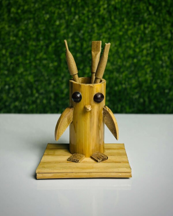 Pen Holder - Bamboo - Penguin Design – Traditional NorthEast