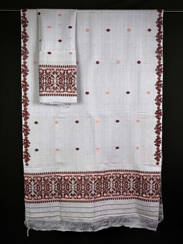 Nooni Cotton Mekhela Sador -  Handloom Nooni Cotton with Self Border - Image 2