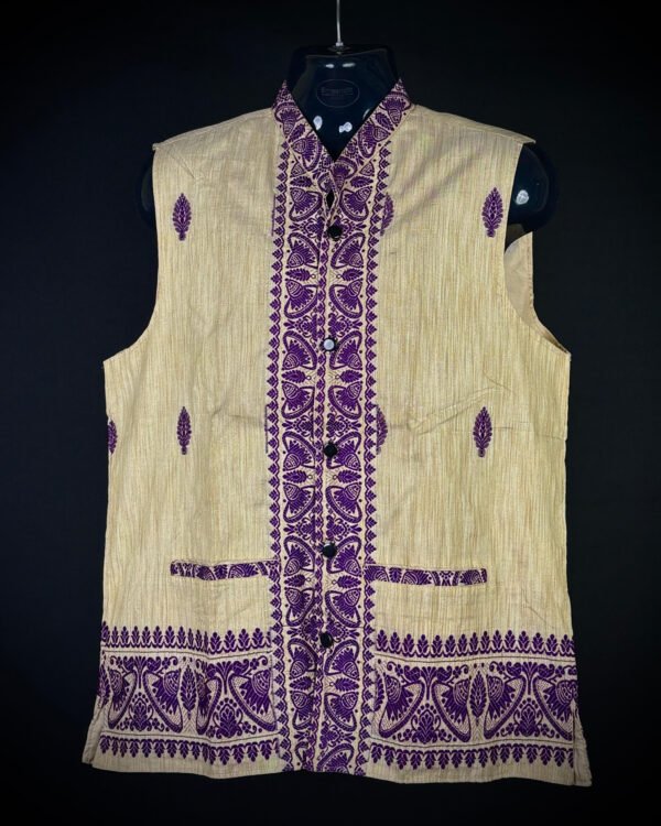 Waistcoat - Men - Ghisa Cotton - Assamese Design – Traditional NorthEast