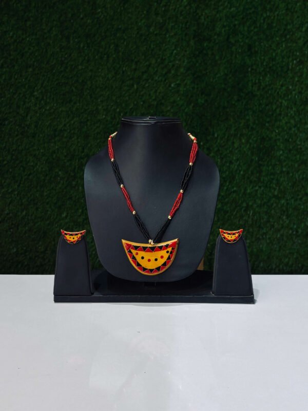 Necklace Set - Wooden - Handmade - Assamese Junbiri Design - Image 1