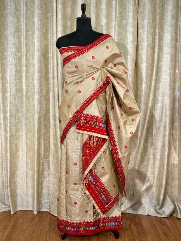 Sador Mekhela: Tussar Silk with Authentic Dimasa Design - Image 1