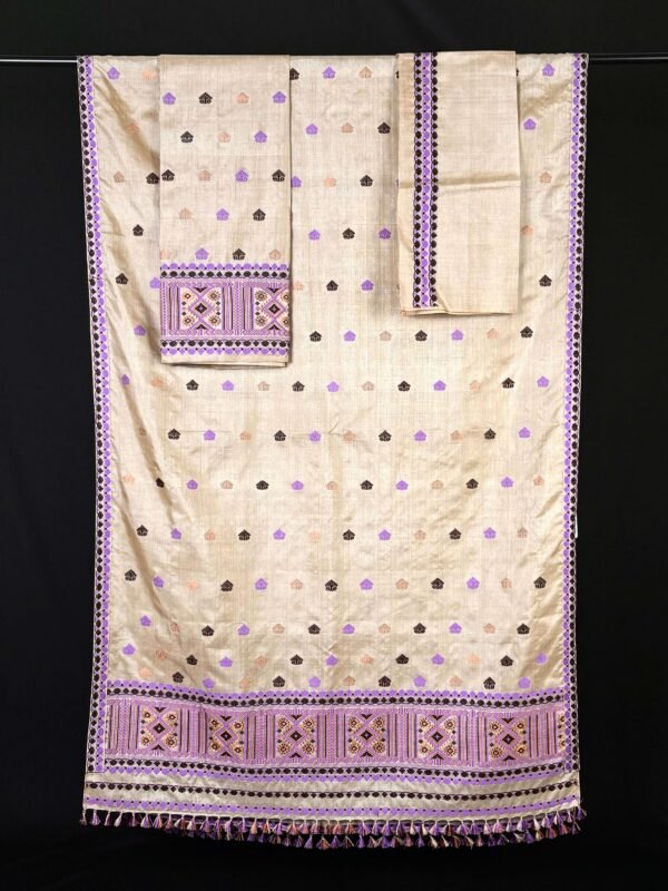 Sador Mekhela - Tussar Silk - Traditional Design - Image 3