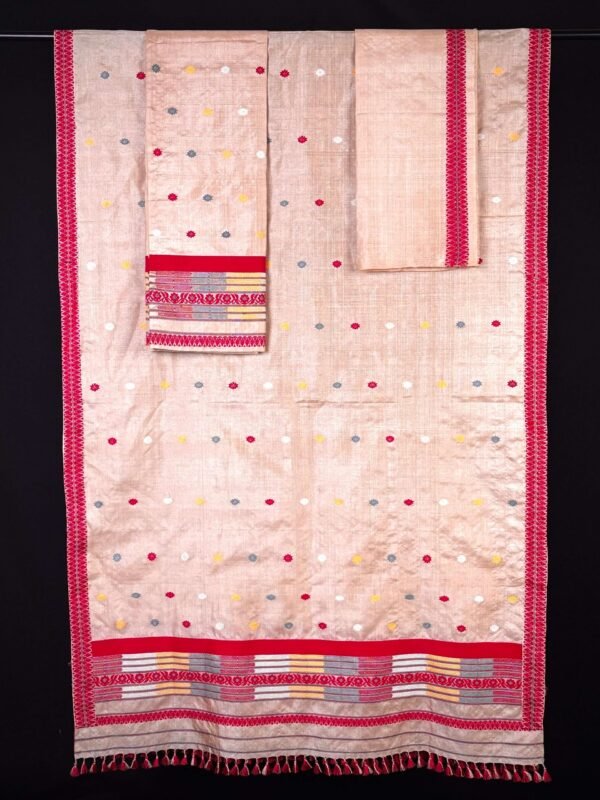 Sador Mekhela - Tussar Silk - Traditional Design - Image 3