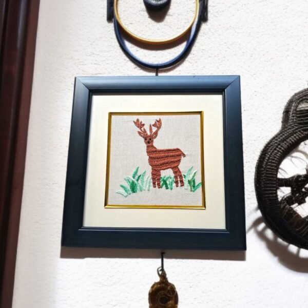 Deer Embroidery Framed Panel - Image 2