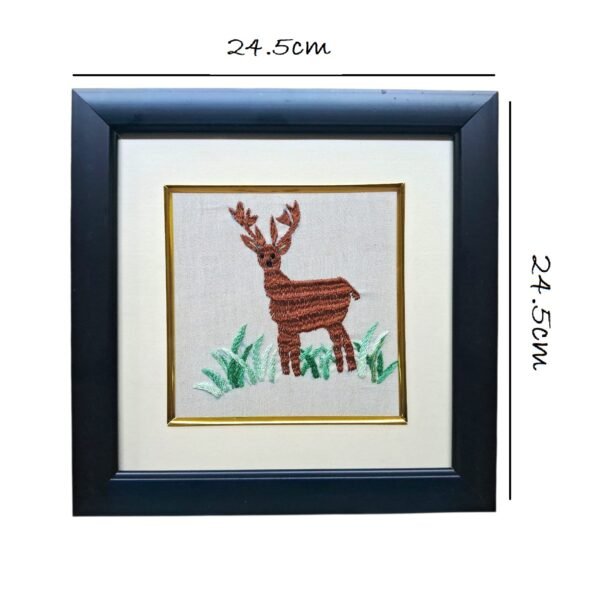Deer Embroidery Framed Panel - Image 3