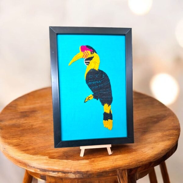 Hornbill Embroidery Framed Panel - Image 1