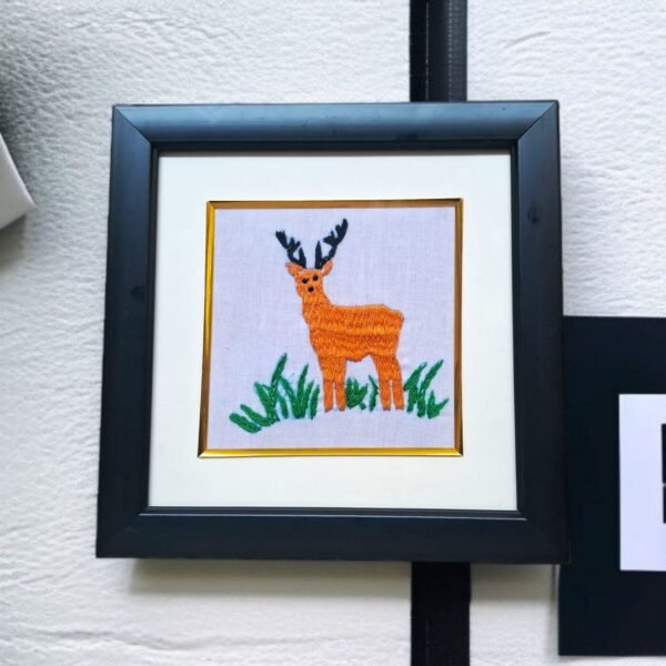Deer Embroidery Framed Panel - Image 2
