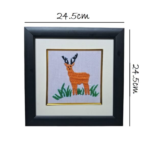 Deer Embroidery Framed Panel - Image 3