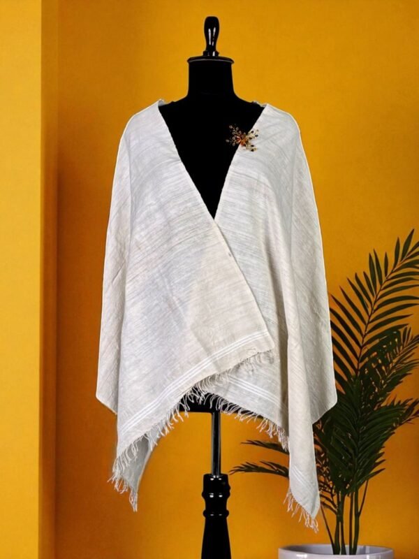 Stole - Eri Silk - White Soft - Image 1