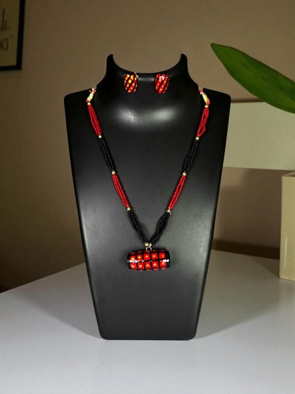 Necklace Set - Wooden - Handmade Assamese Dhulbiri Design - Image 1