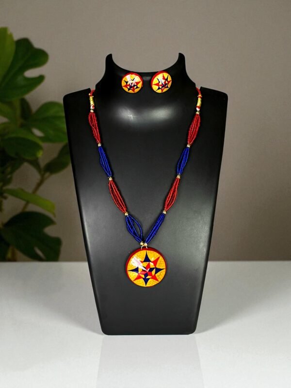 Necklace Set - Wooden - Handmade Assamese Jaapi Design - Image 1
