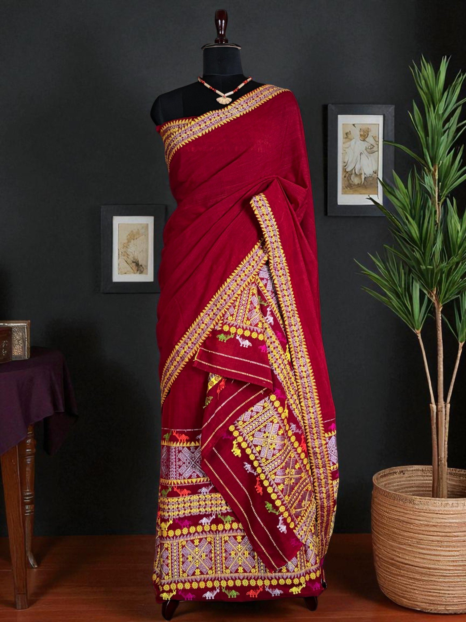 Sador Mekhela AC3 Sador Mekhela - Padmini Cotton - Mishing Design - Image 1