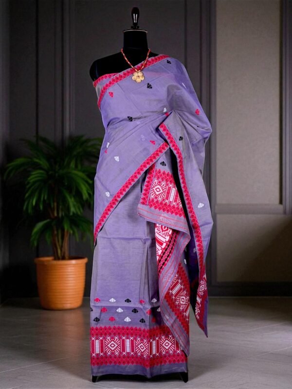 Sador Mekhela - Wash Cotton - Assamese Design - Image 1