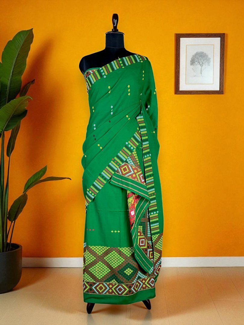 Sador Mekhela AG 12 Sador Mekhela - Padmini Cotton - Missing Design - Image 1