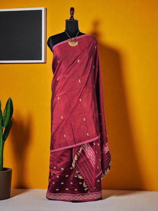 Sador Mekhela - Cotton Kesa Paat - Assamese Design - Image 1