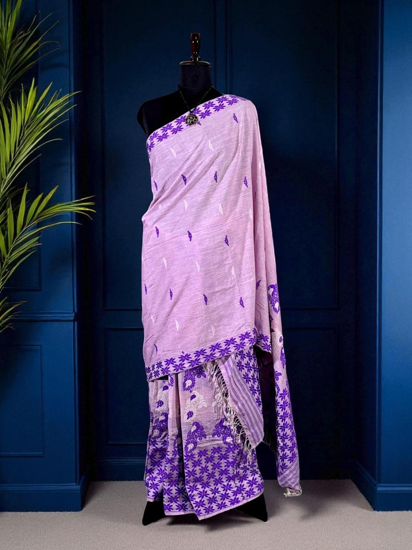 Sador Mekhela AH 5 Sador Mekhela - Eri Silk - Assamese Design - Image 1