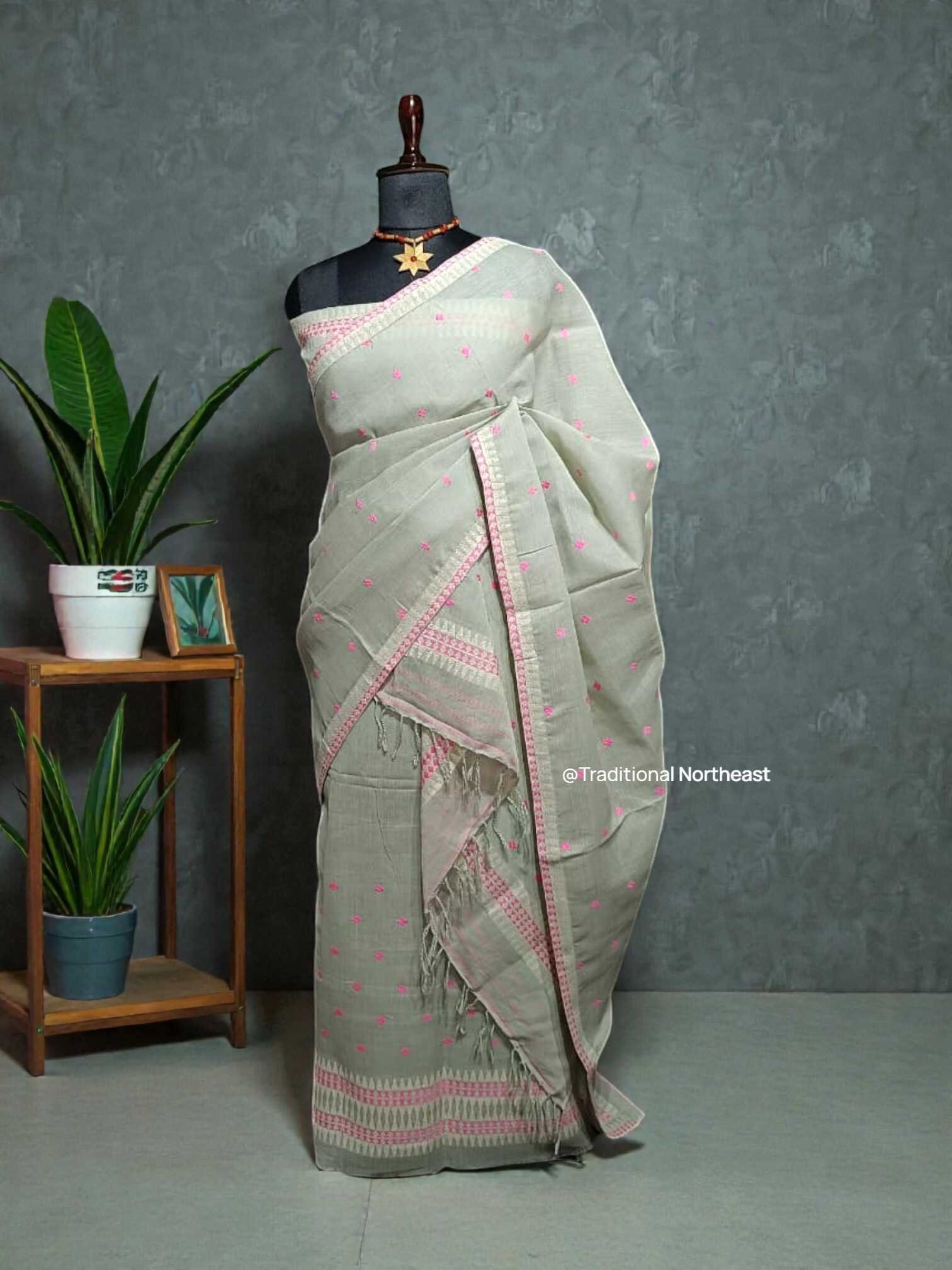 WhatsApp Image 2025-12-04 at 5.4 (2) Sador Mekhela - Cotton Nooni - Grey - Image 1
