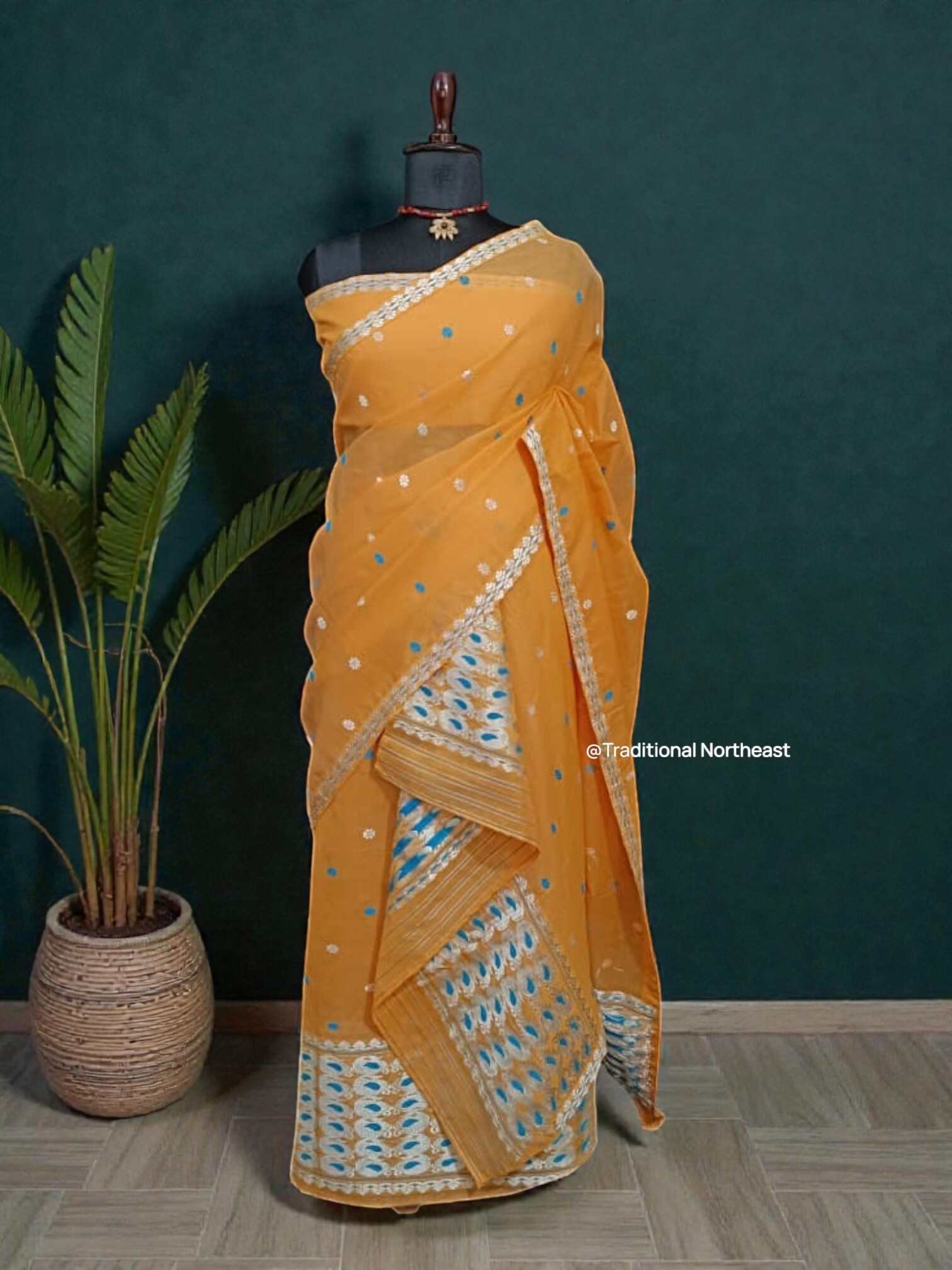 WhatsApp Image 2025-12-11 at 12. Sador Mekhela - Cotton Kesa Paat - Orange K4 - Image 1