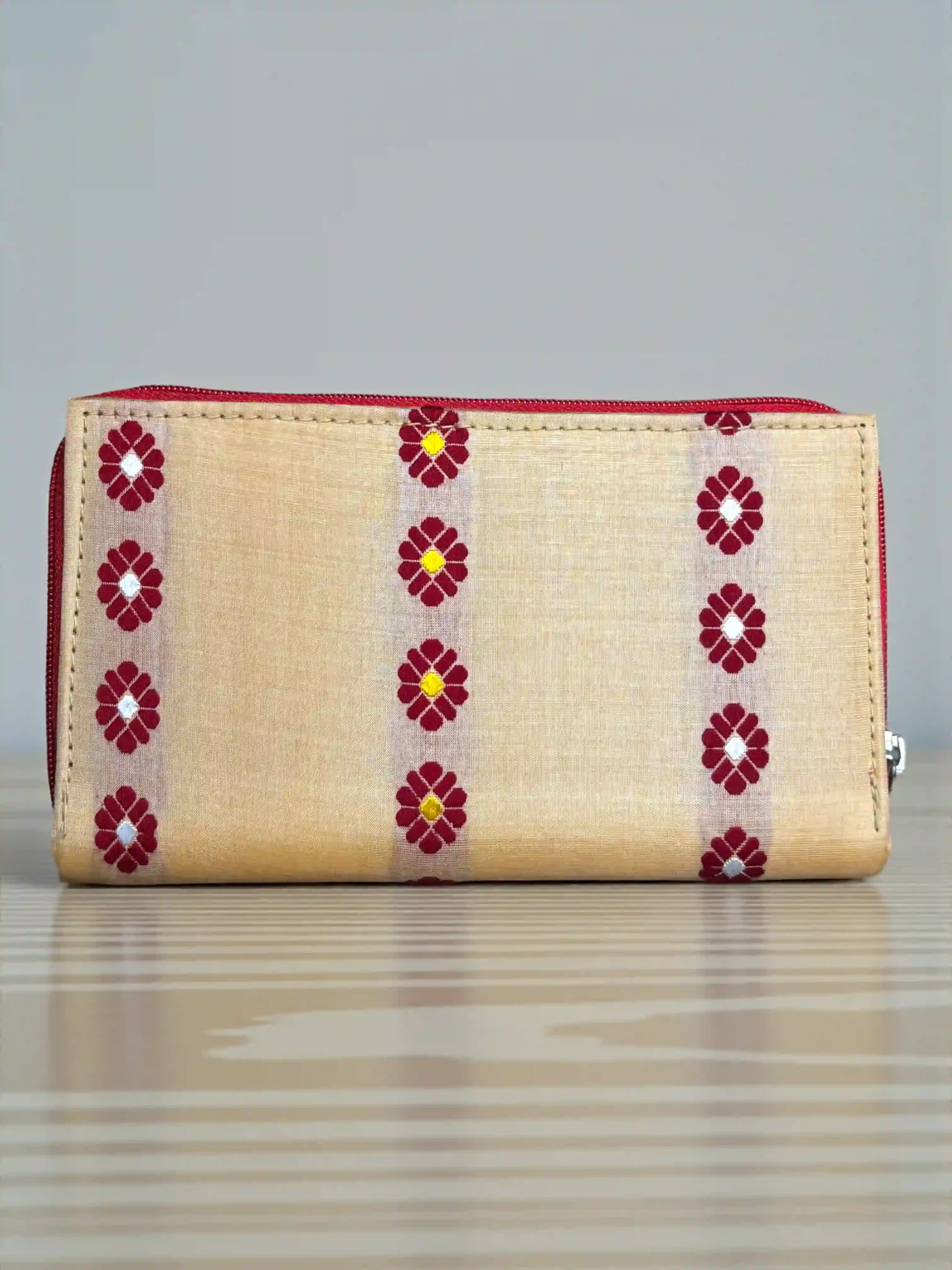ENE_Tussar_Purse_TNE80971_1 Purse - Tussar Silk - Maroon Motif - Image 1