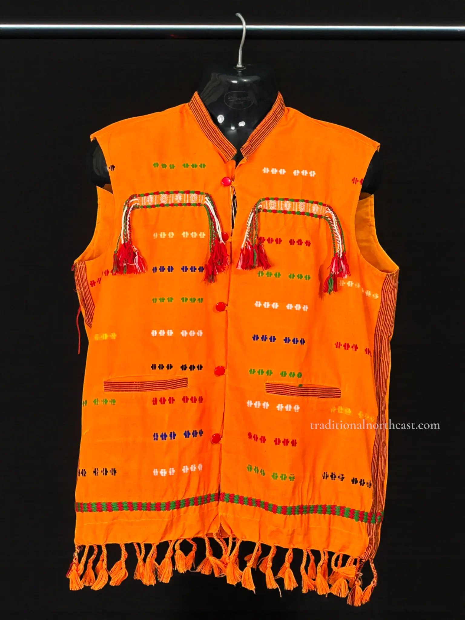 Waistcoat_Tiwa_Orange_TNE80968 Waistcoat - Men - Tiwa Traditional Design - Orange - Image 1
