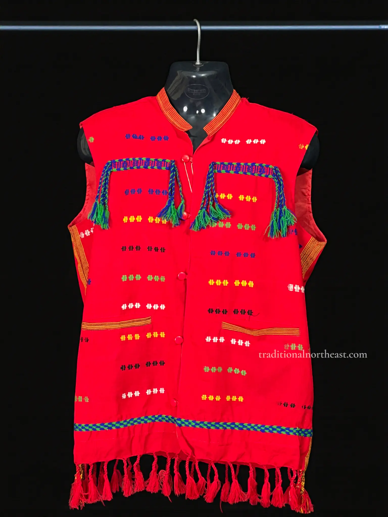Waistcoat_Tiwa_Red_TNE80965_1 Waistcoat - Men - Tiwa Traditional Design - Image 1