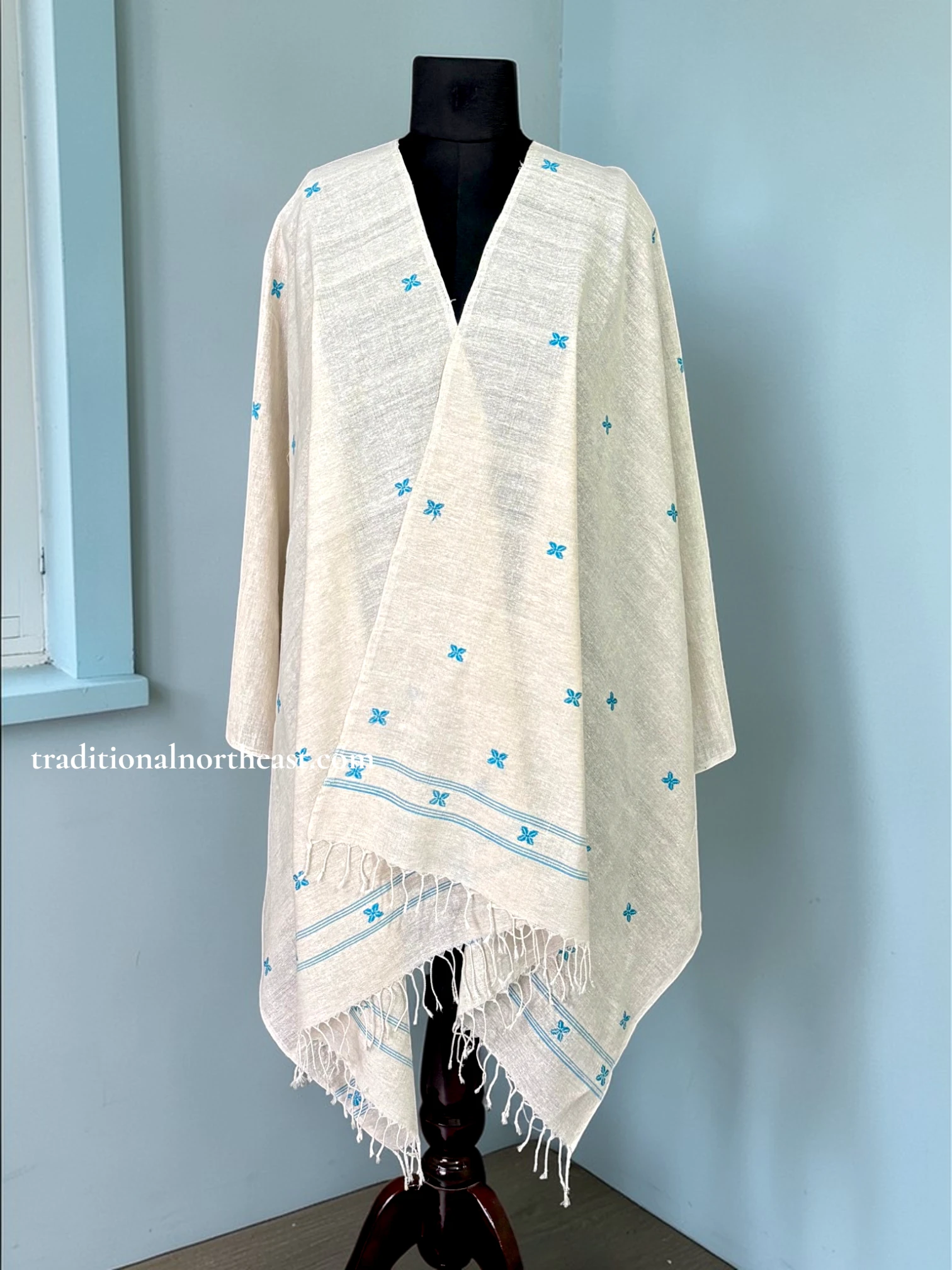 ENE_Eri_Stole_TNE81074_1 Stole - Cotton by Eri - Blue Motifs - Image 1