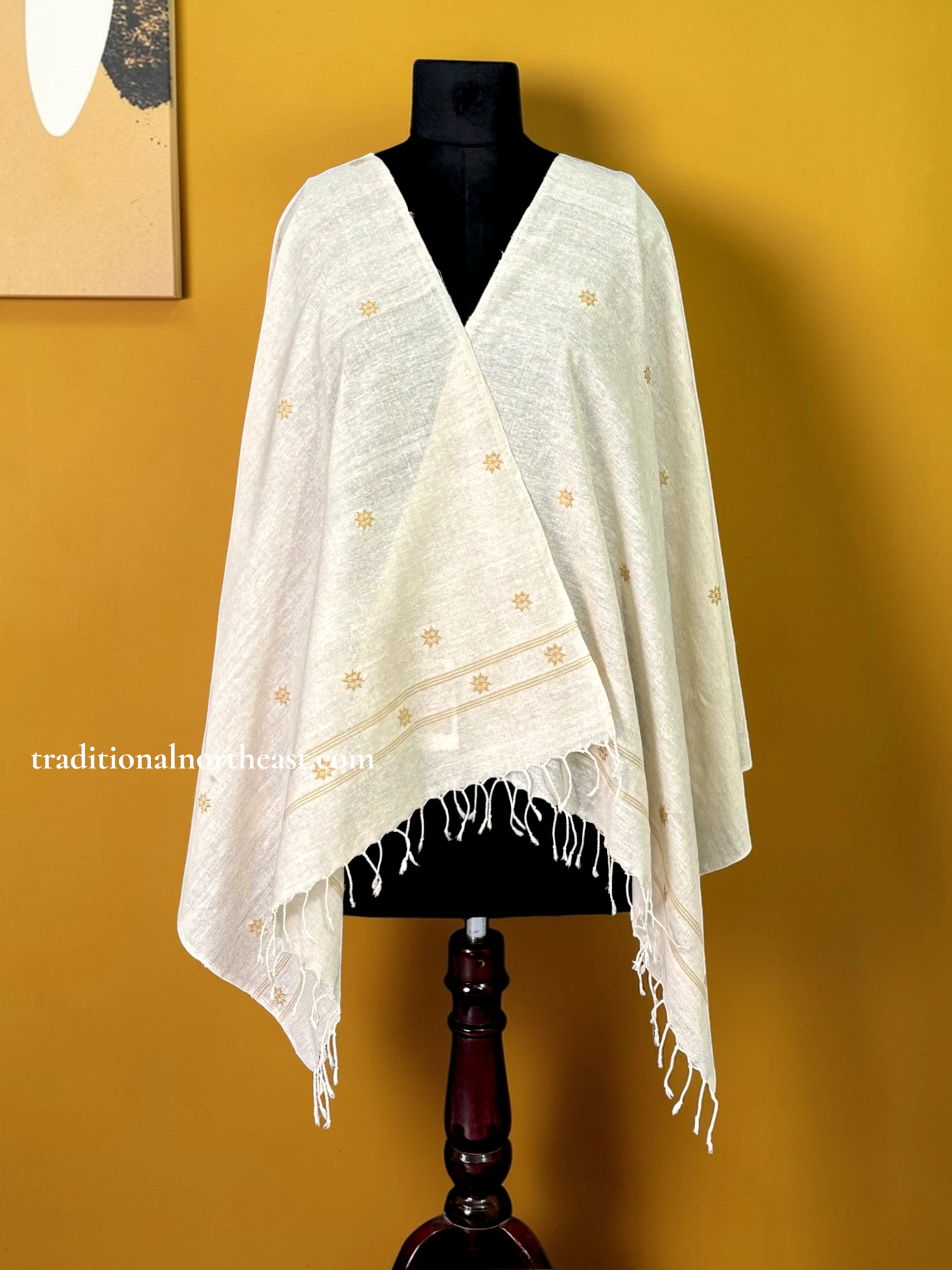 ENE_Eri_Stole_TNE81075_1 Stole - Cotton by Eri - Mustard Motifs - Image 1