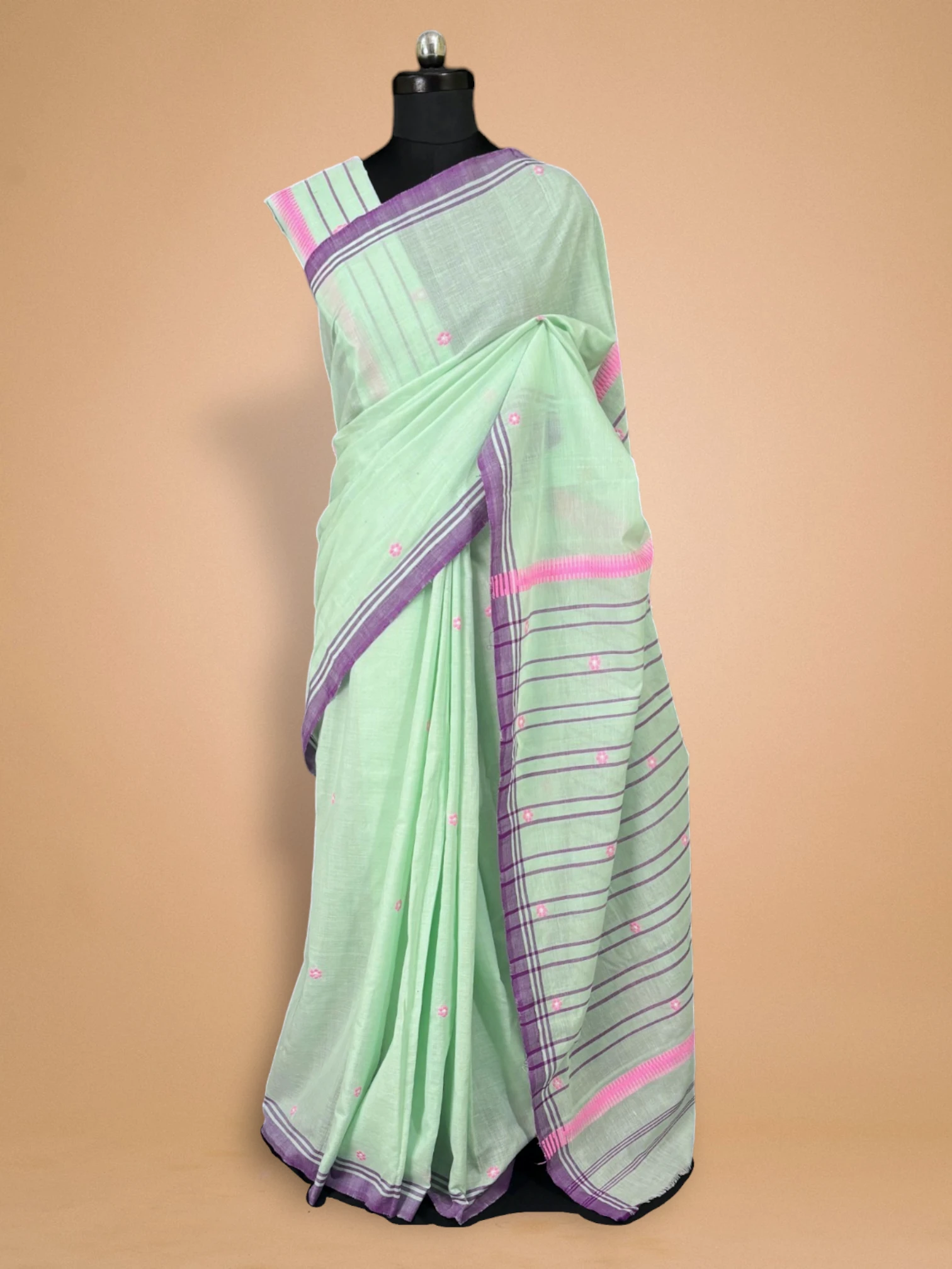 Saree_Cotton_Dimasa_Design_TNE81000_1 Saree - Pure Orient Cotton - Light Blue - Image 1