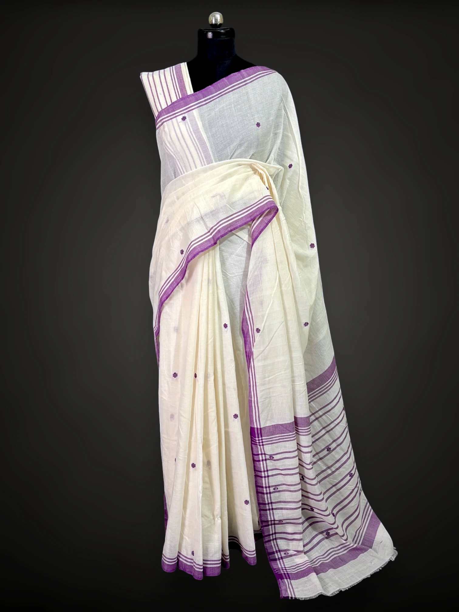 Saree_Cotton_Purple_TNE80776 Saree - Pure Cotton - Purple - Image 1