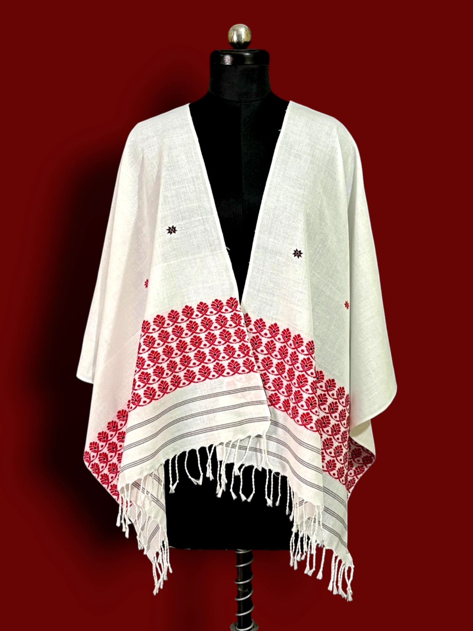 Stole_Cotton_TNE81115_1 Stole - Cotton - White Q3 - Image 1