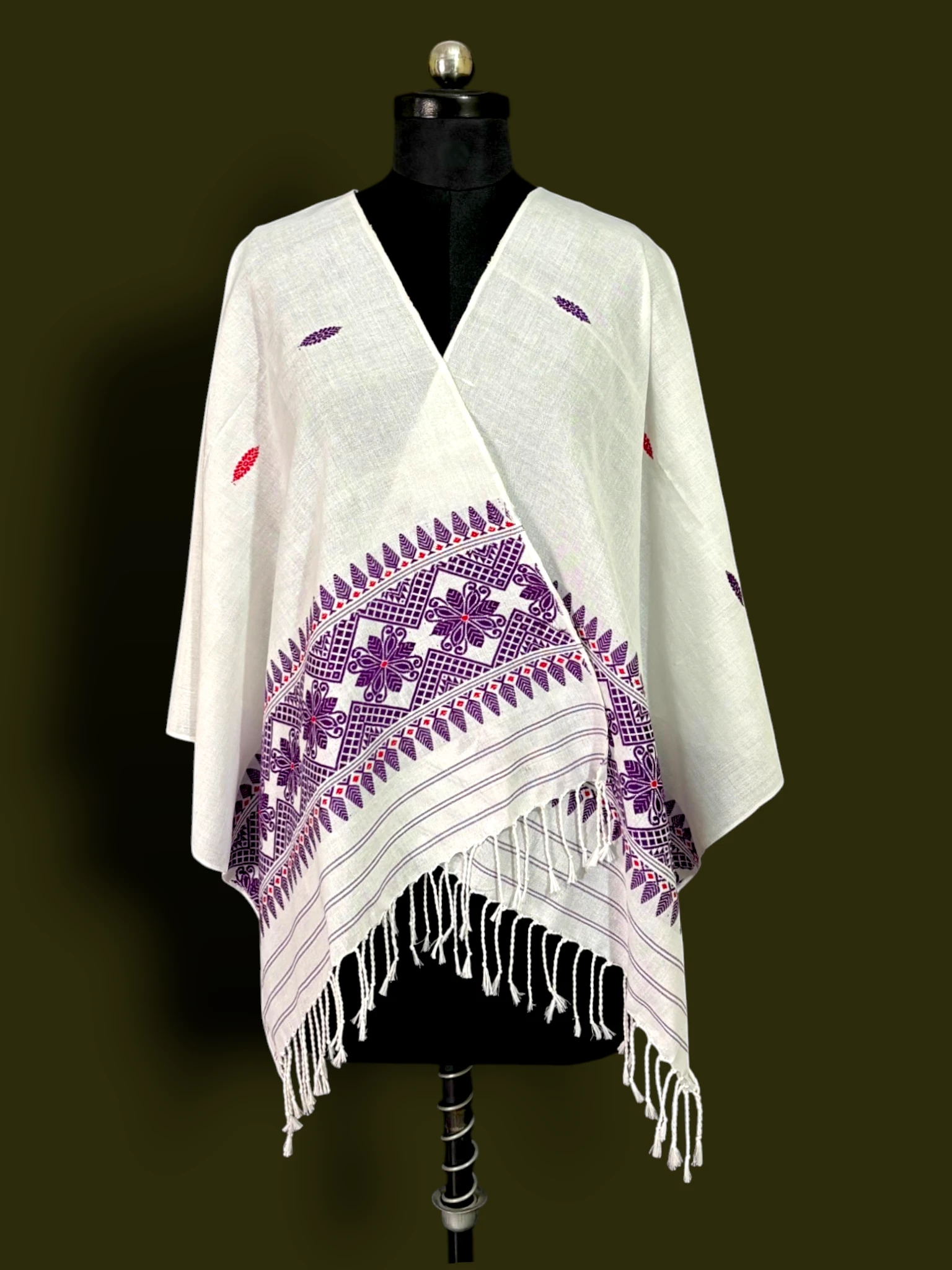Stole_Cotton_TNE81118_2 Dupatta - Cotton - Purple Flower - Image 1