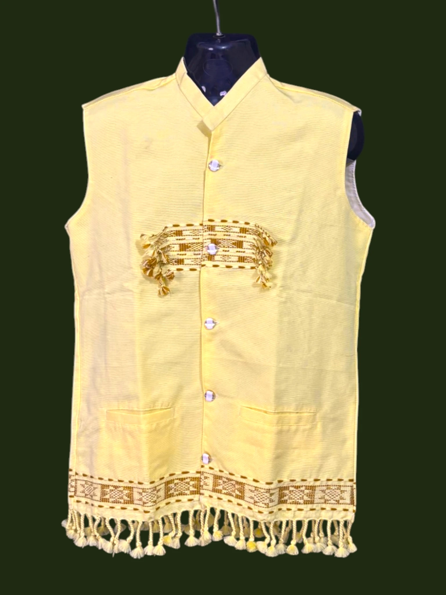 Waistcoat_Karbi_TNE81103_2 Waistcoat - Cotton - Karbi Design - Dark Cream - Image 1