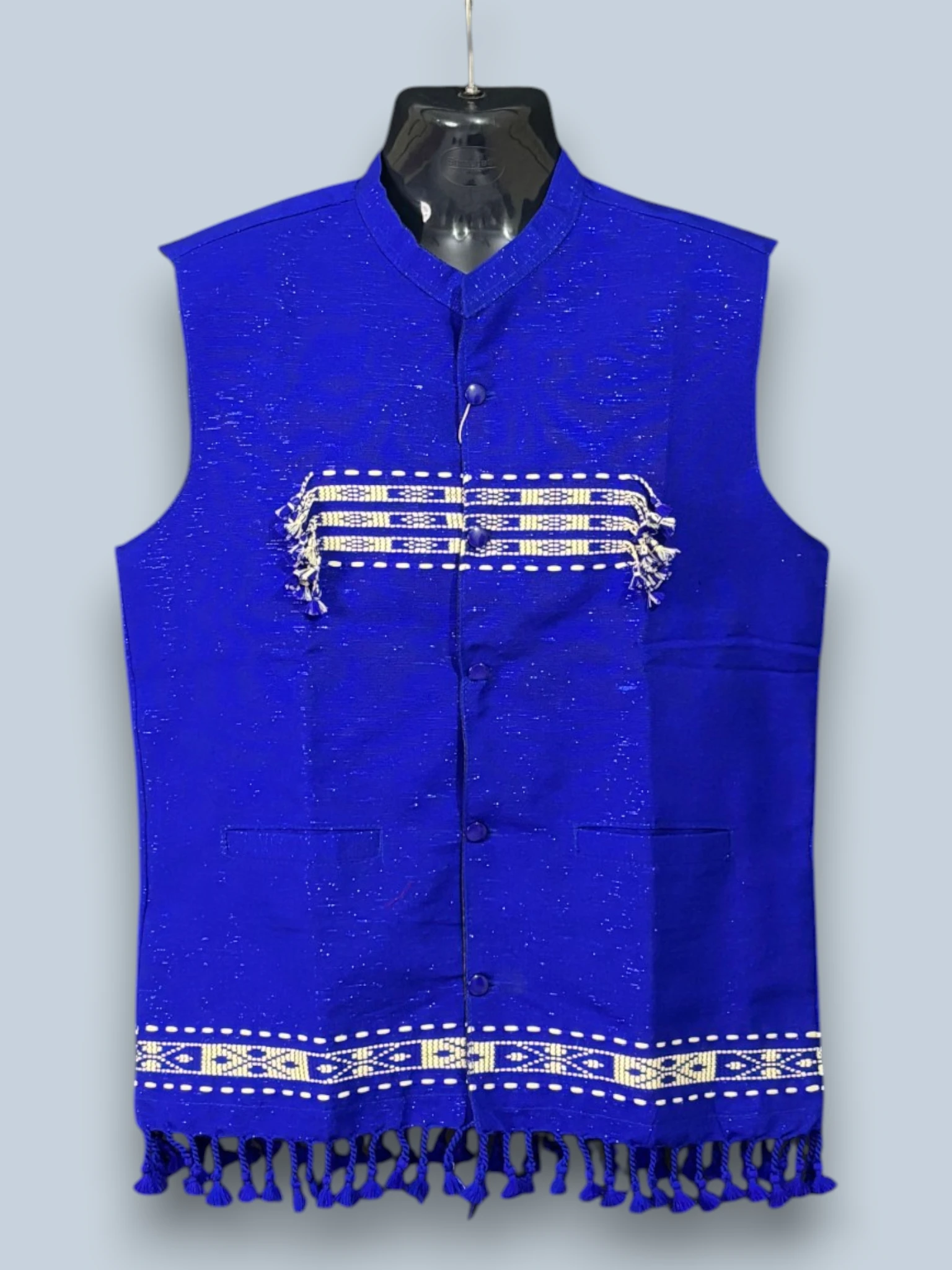Waistcoat_Karbi_TNE81105_1 Waistcoat - Cotton - Karbi Design - Navy Blue - Image 1