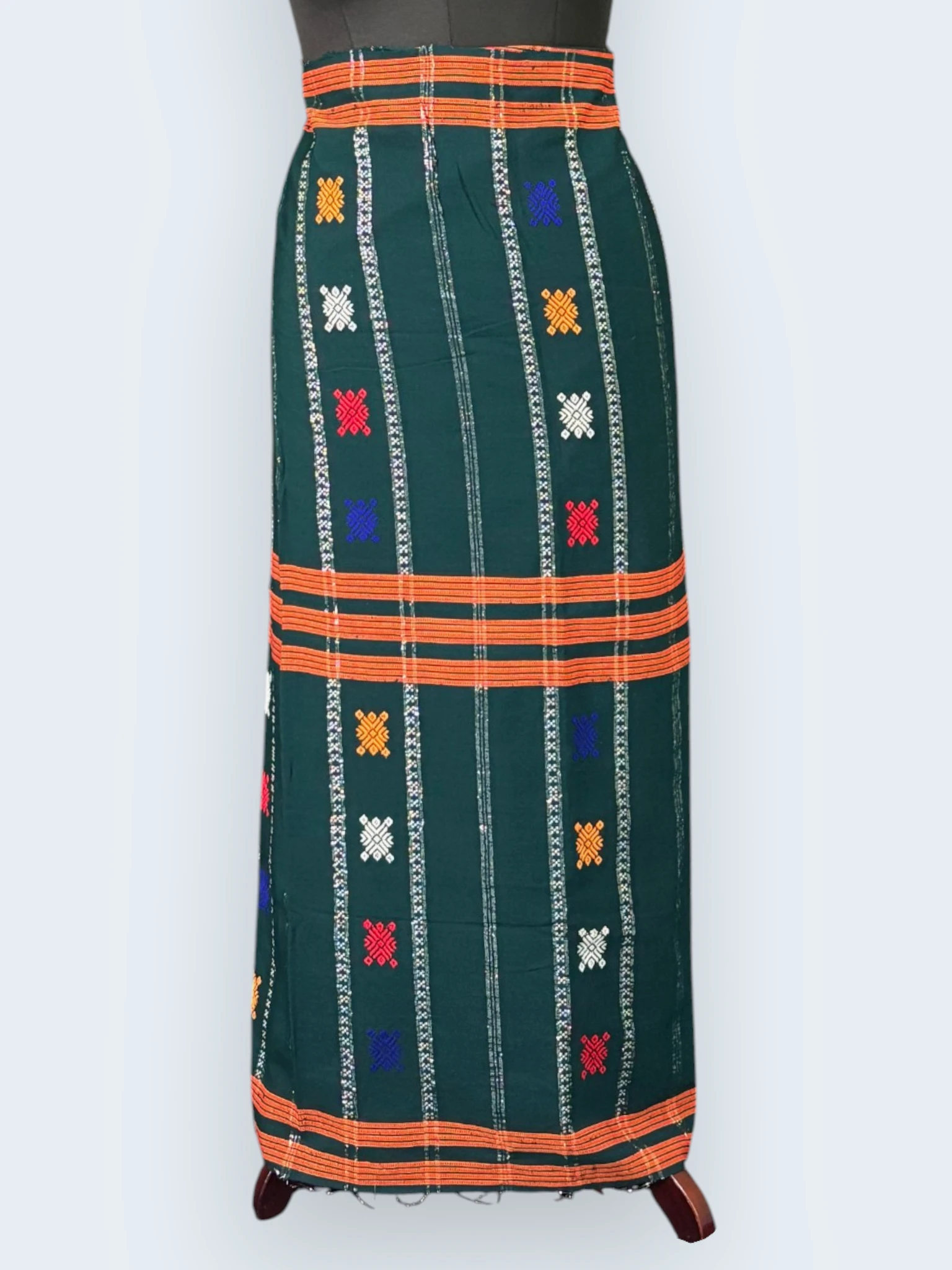 Wrapper_Tiwa_Kasong_TNE80791_1 Wrappers - Padmini Cotton - Tiwa Kasong - Dark Green - Image 1